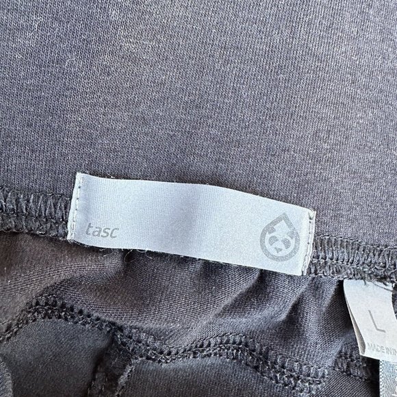 tasc Black Ribbed Pants Women’s Size Large Pockets Organic Cotton Bamboo - Picture 5 of 7